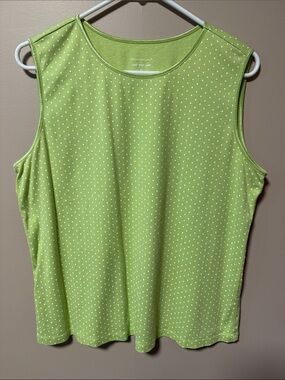 Christopher & Banks Lime Green Polka Dot Sleeveless Tank